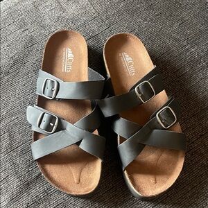 Cliffs Black Strappy Sandals